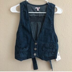 BONGO Jean Vest Pockets Tie Back Rodeo Boho
Denim Retro Cowgirl Western Trendy